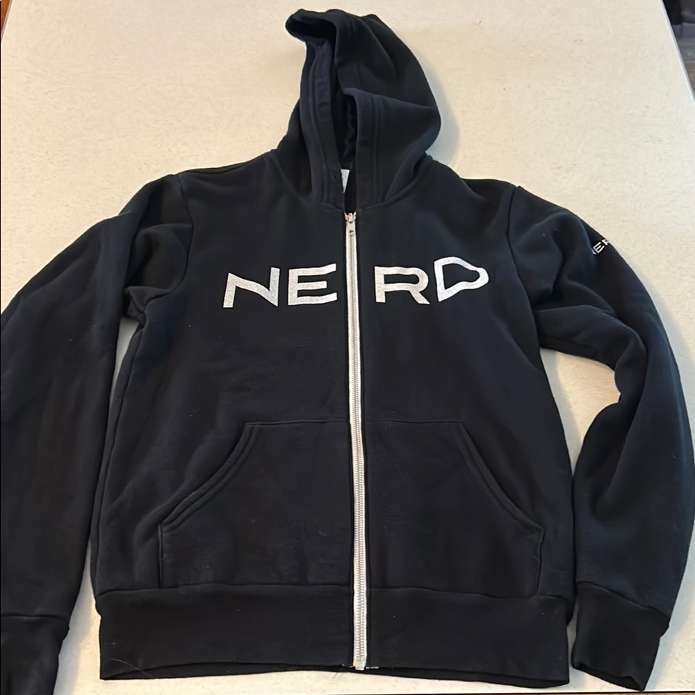 Nerdery NERD Black Zip-Up Hoodie Sweatshirt XS